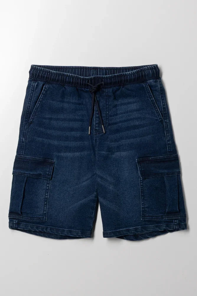 Cargo Denim Shorts Blue