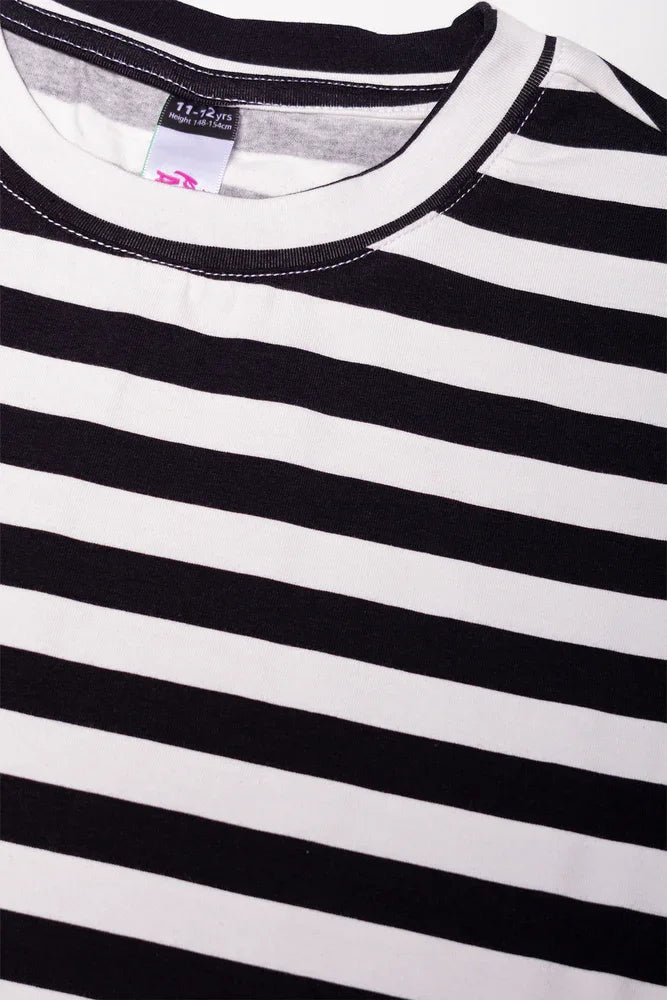 Stripe Short Sleeve Bodycon Dress Black