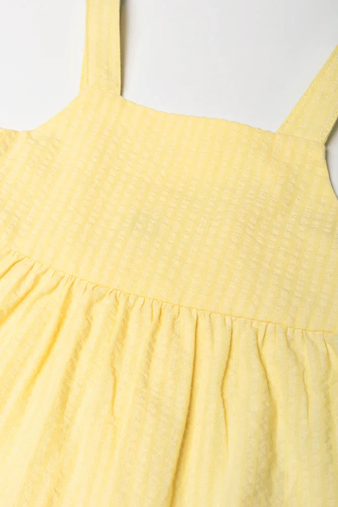 Textured Tiered Dress Yellow
