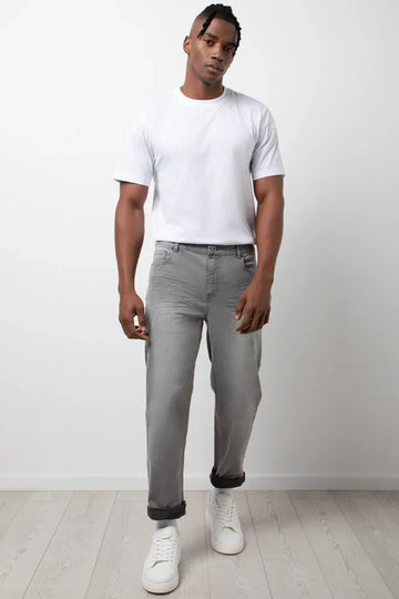 Straight Leg Denim Jeans Grey