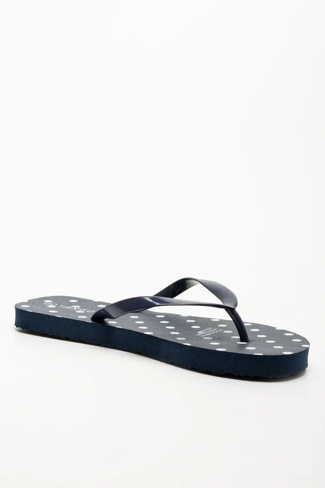 Polka Dot Flip Flops Navy