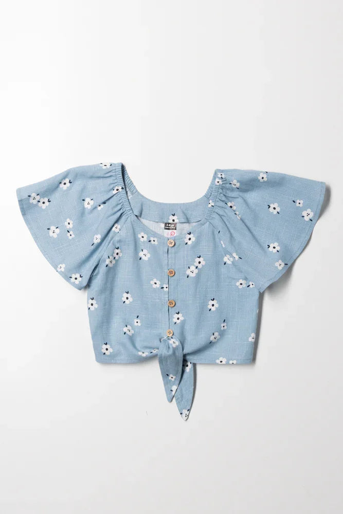 Front Tie Top Blue
