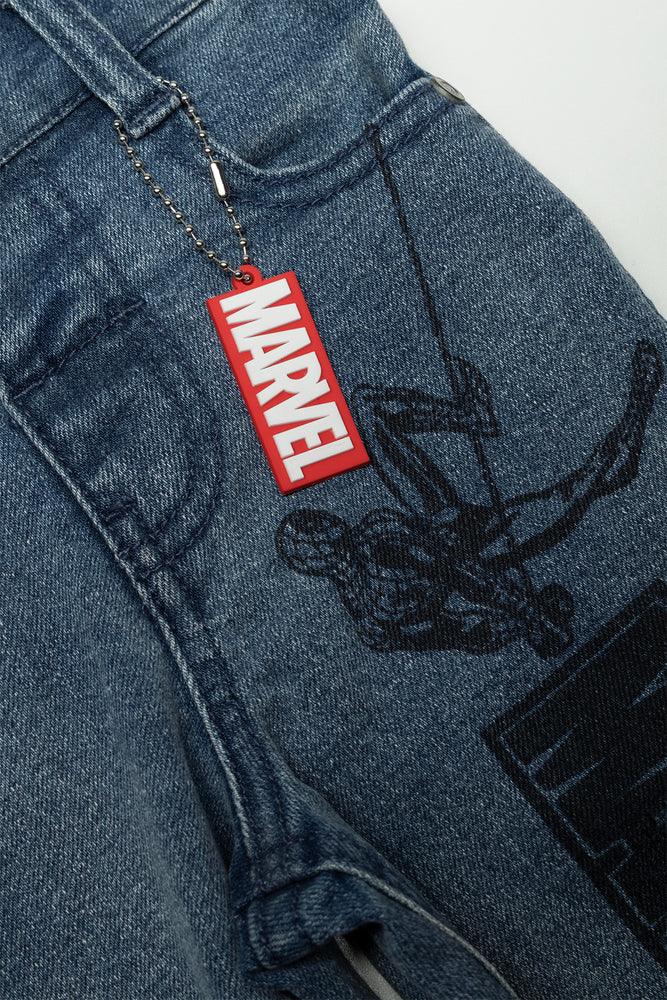 Marble Wash Skinny Denim Avengers Dark Blue