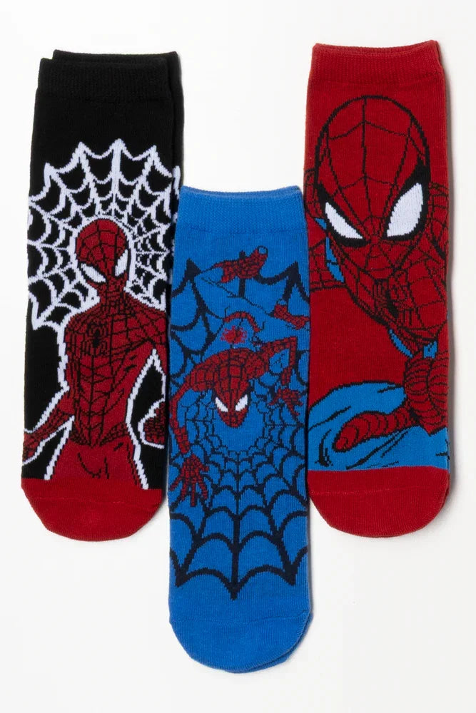 Spider-Man 3 Pack Socks Black, Blue And Red