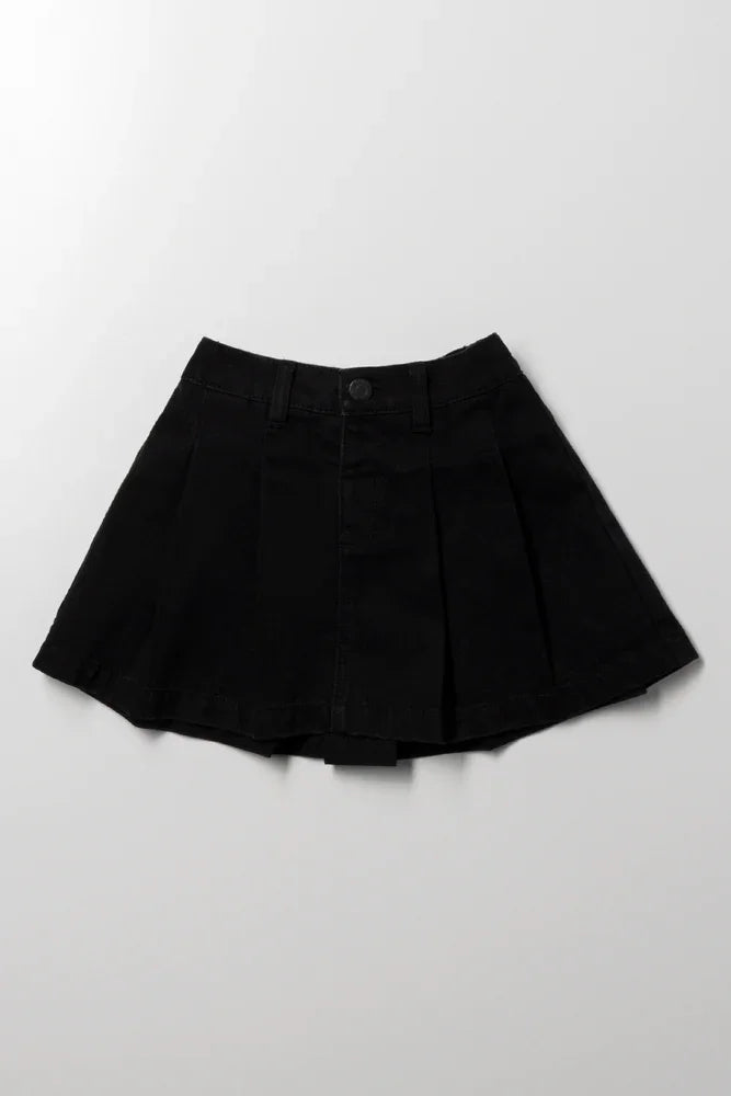 Pleated Denim Skirt Black Bottoms Jeans Ackermans – Bottoms