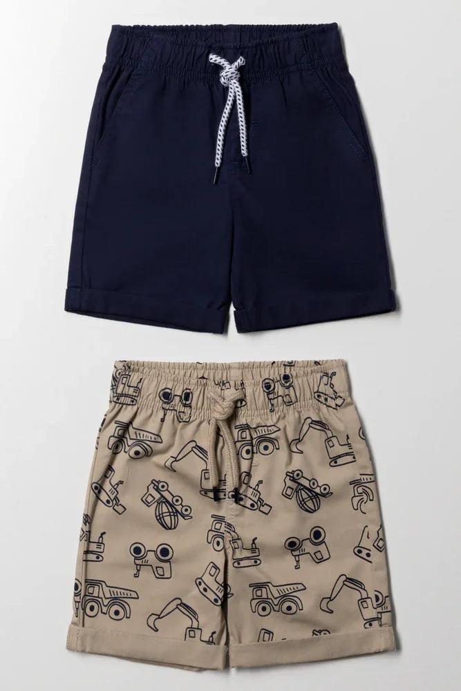 2 Pack Shorts Navy And Natural