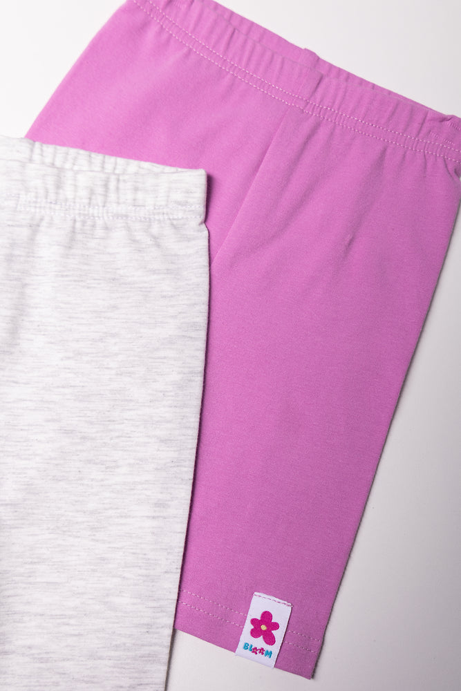 2 Pack Cropped Leggings Lilac And Grey