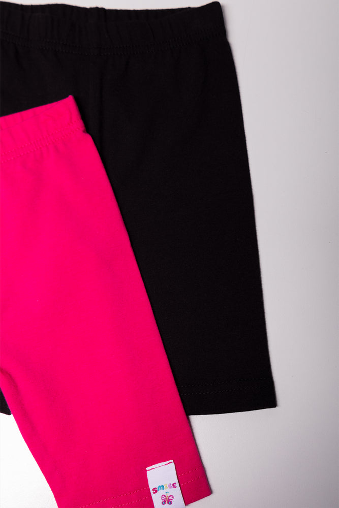 2 Pack Cropped Leggings Pink And Black