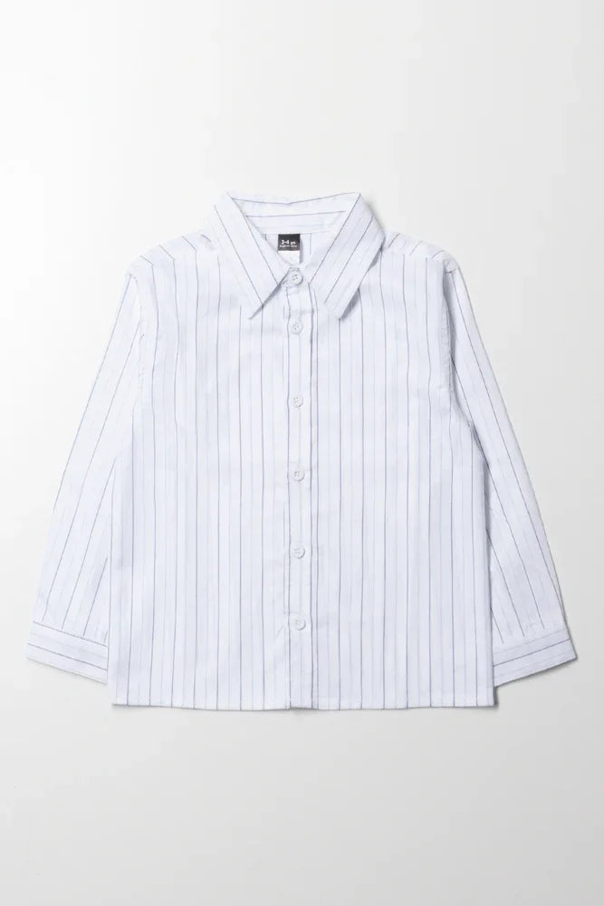 Long Sleeve Stripe Shirt White And Blue
