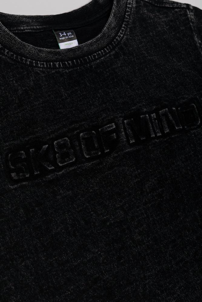 Short Sleeve Denim Wash T-Shirt Black