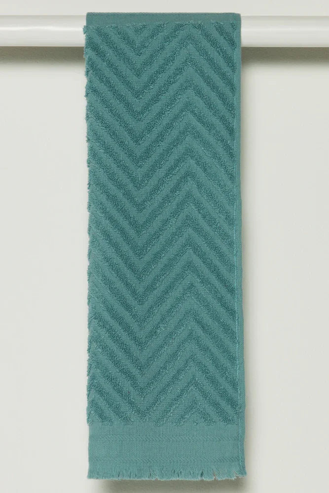 Textured Fringe Guest Towel Blue