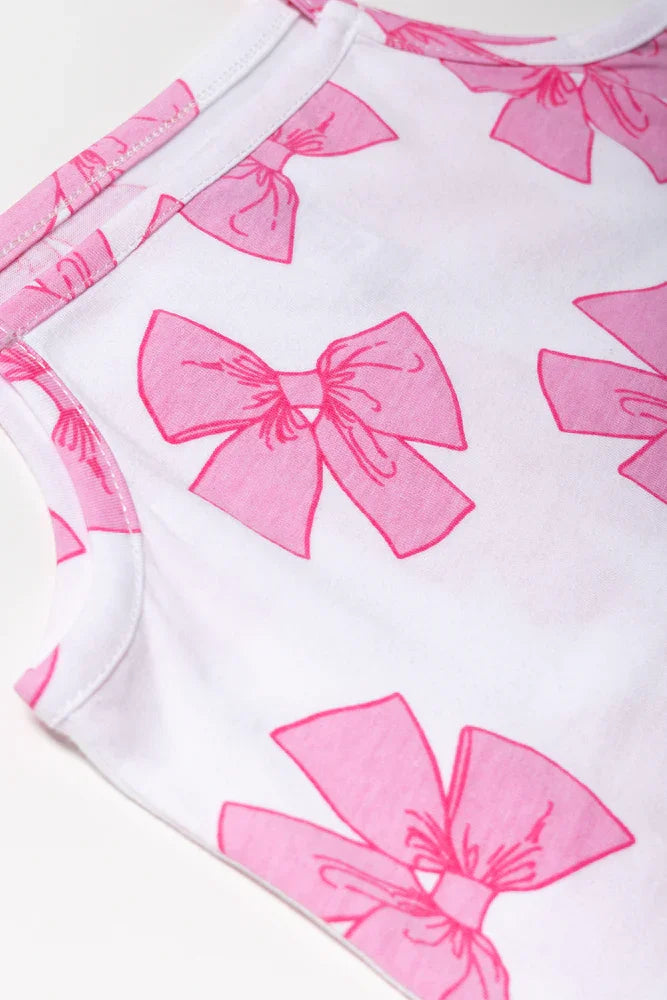 3 Pack Bow Strappy Vests Black And Pink (3)