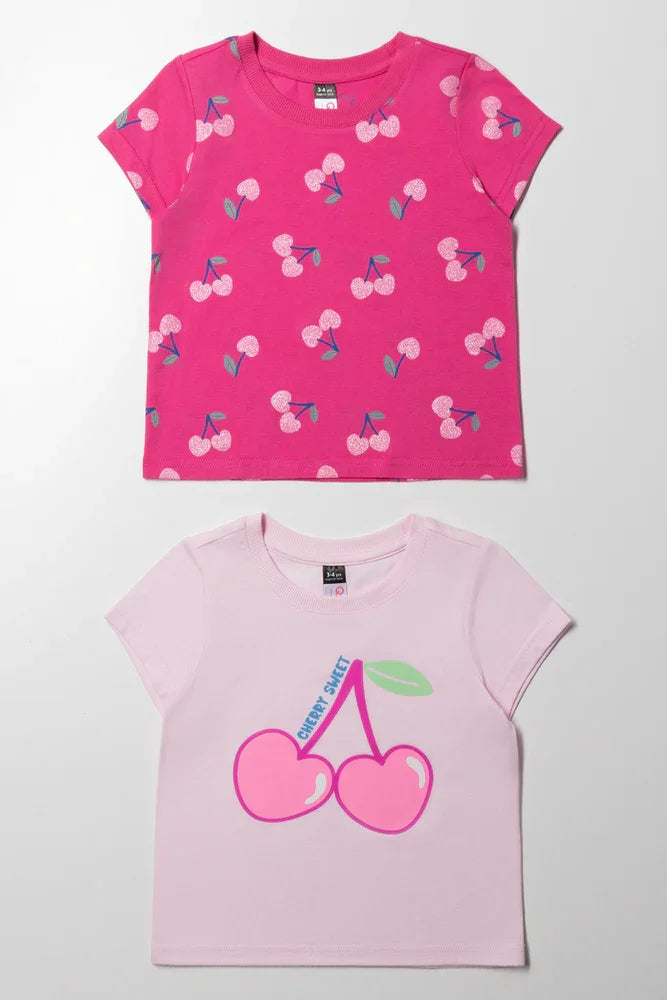 2 Pack Cherry T-Shirt Pink