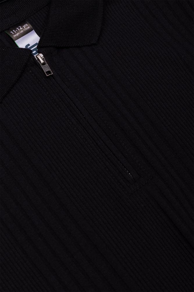 Short Sleeve Textured Golfer Black