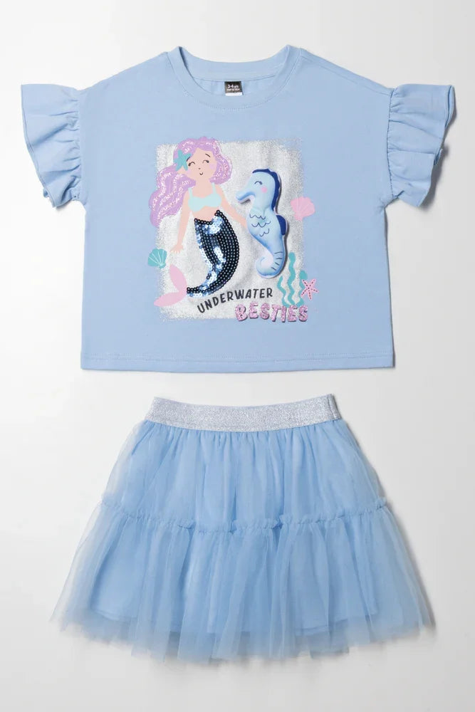 Mermaid Besties Tutu Set Blue