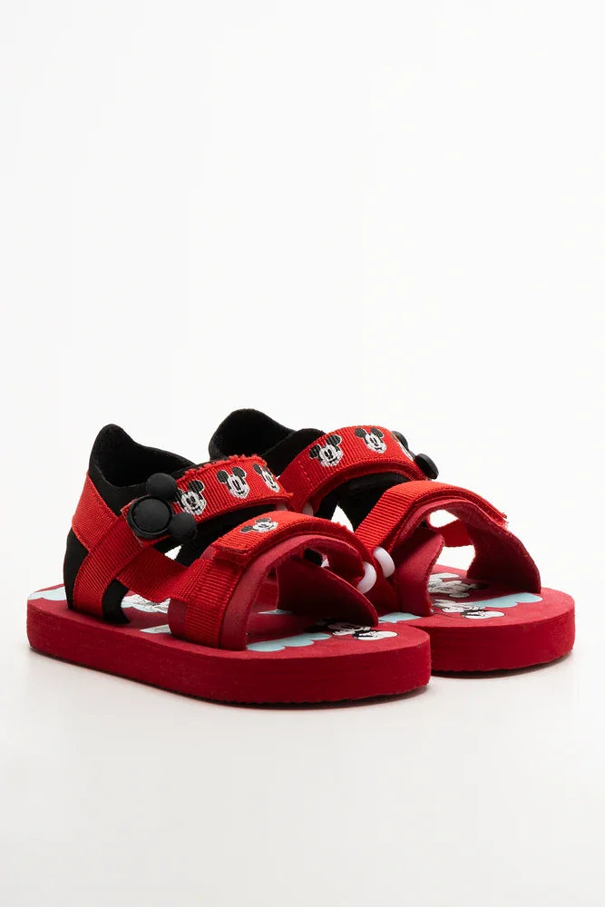 Mickey Mouse Double Velcro Strap Sandals Red