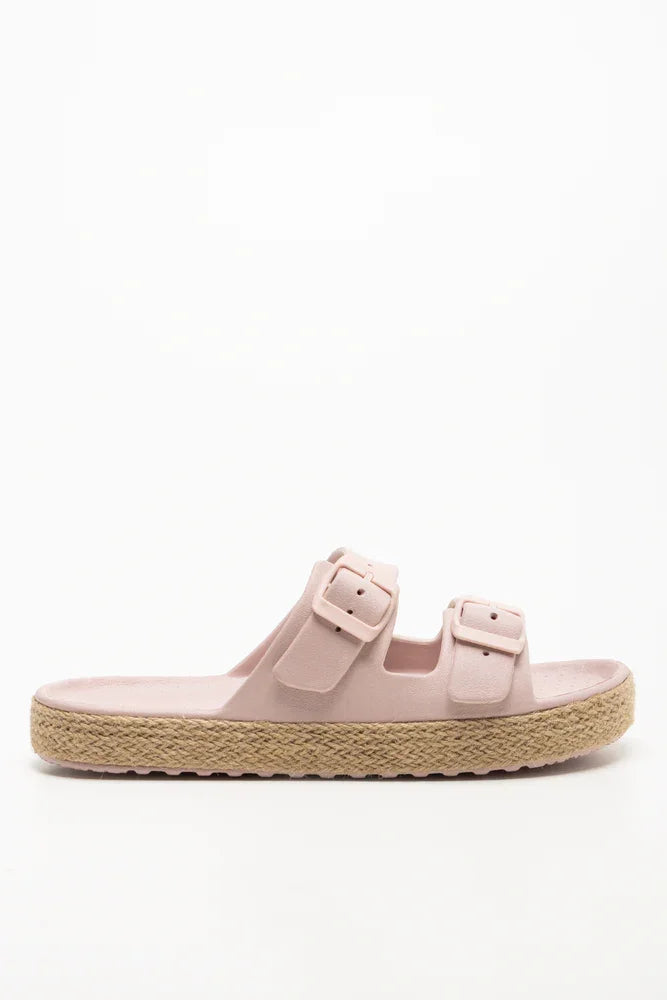 Double Buckle Sandals Pink (1)