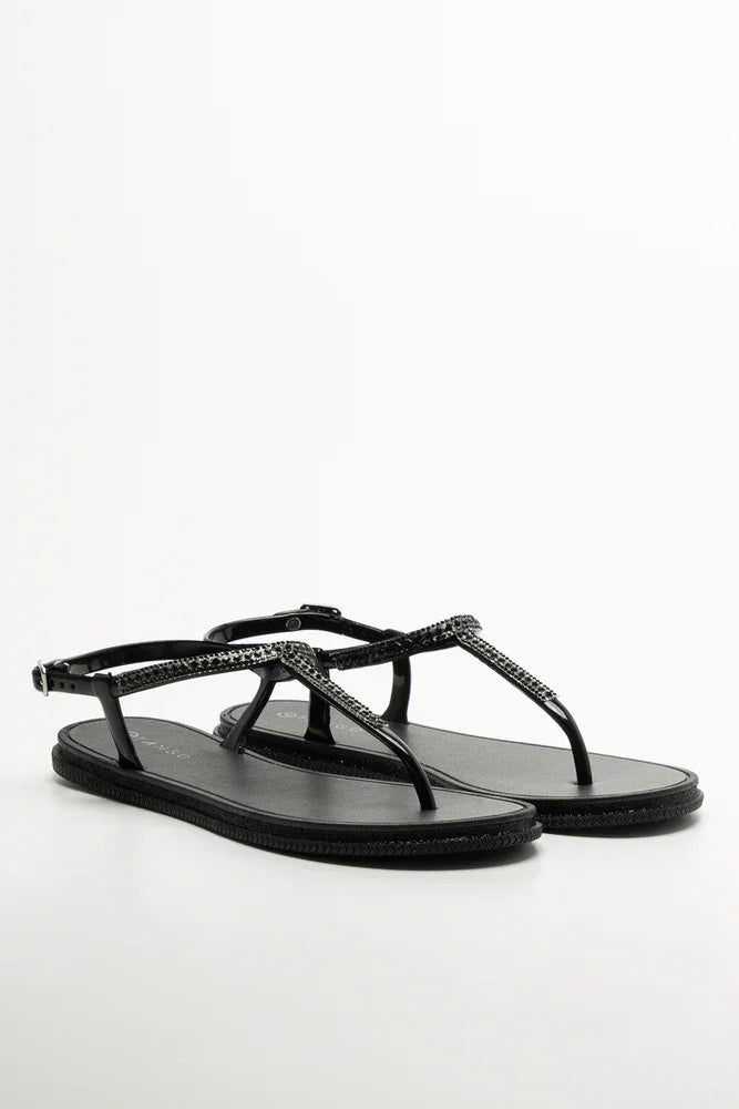 Jelly Thong Sandals Black