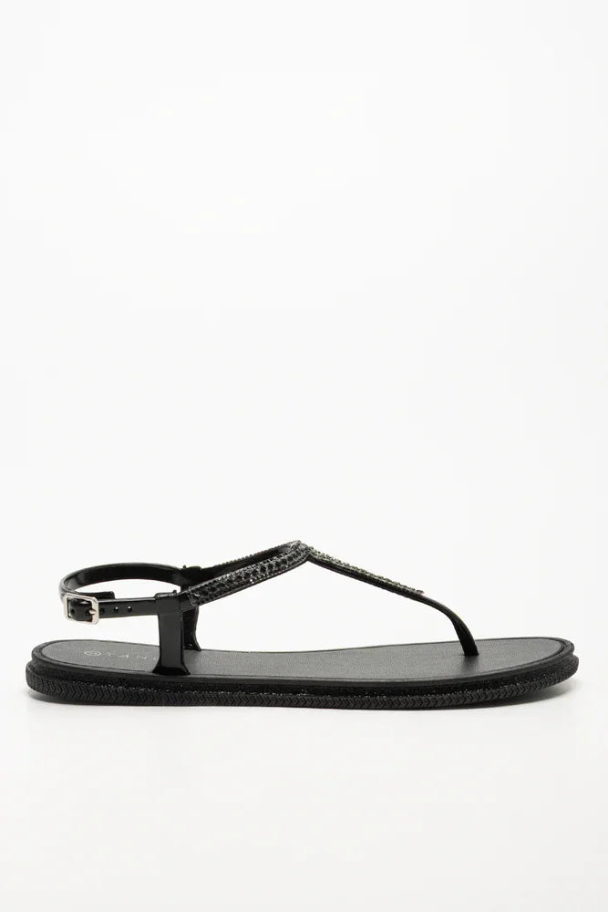 Jelly Thong Sandals Black