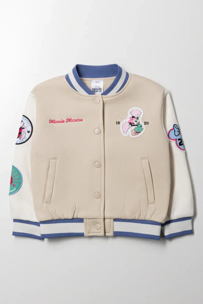 Minnie Mouse Baseball Jacket Natural