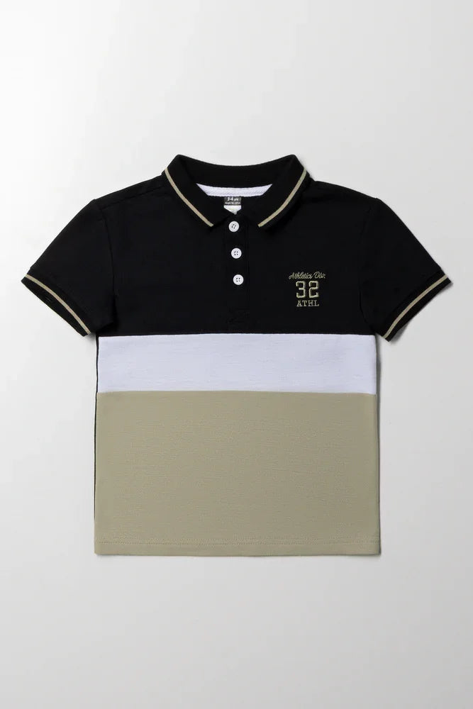 Colourblock Fashion Golfer Black And Sage