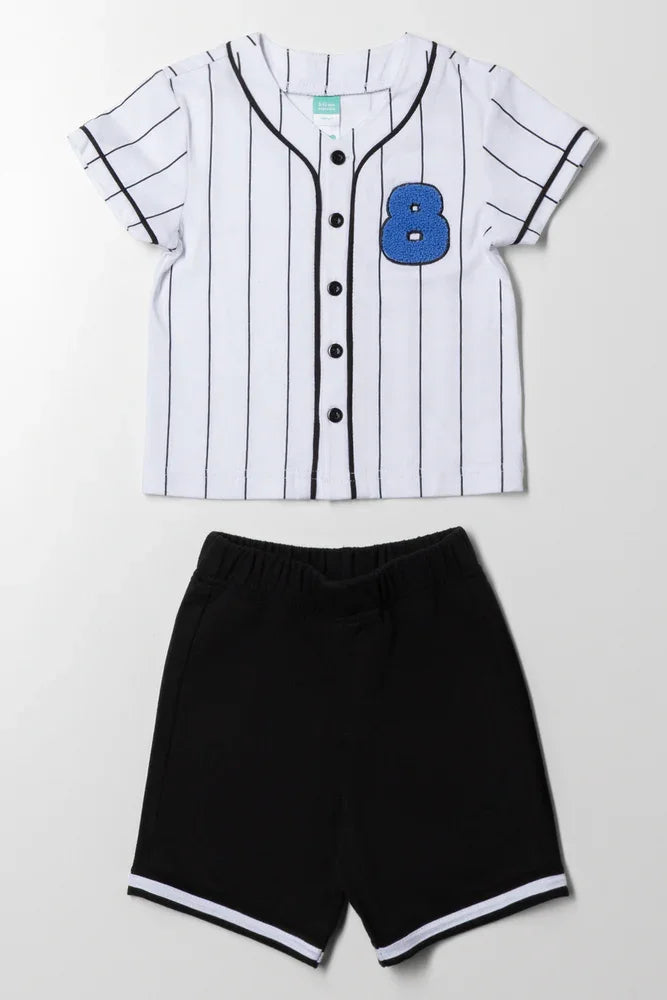 2 Piece Baseball Set Black And White