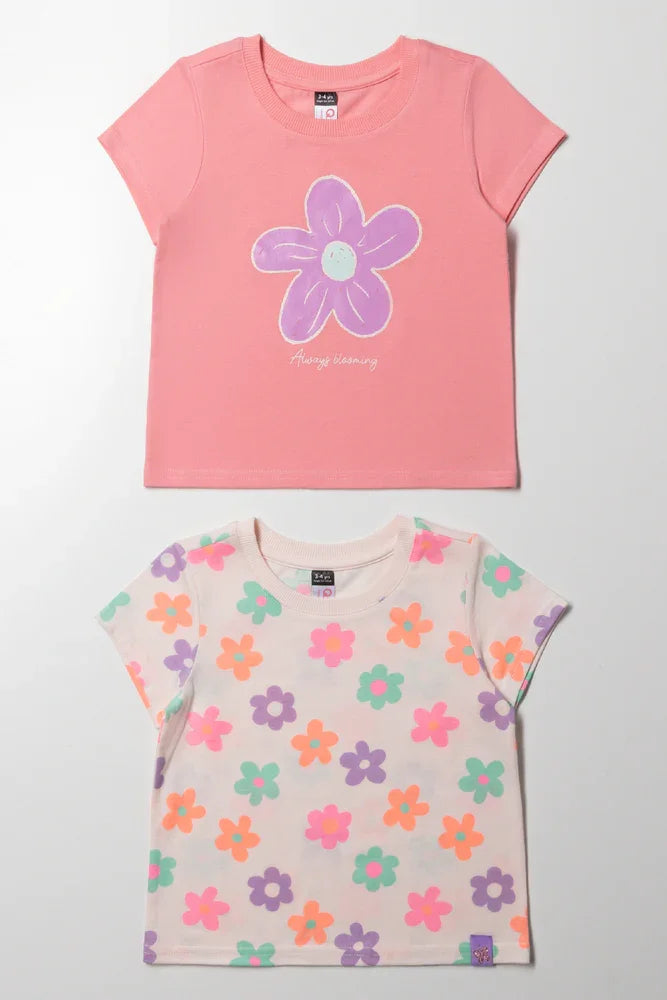 2 Pack Floral Short Sleeve T-Shirts