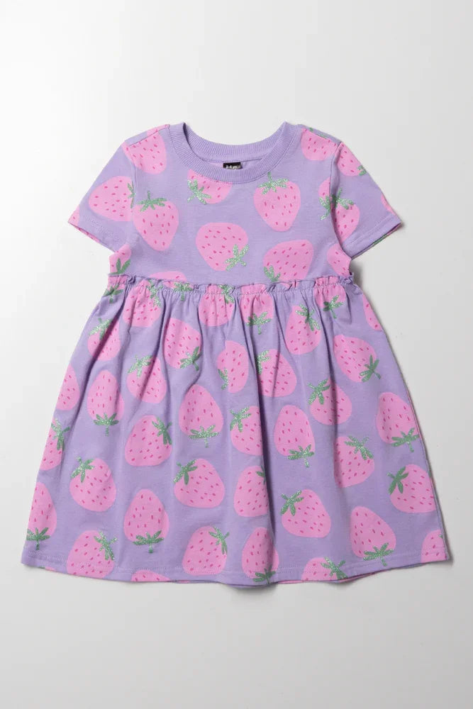Strawberry Short Sleeve Dress Purple