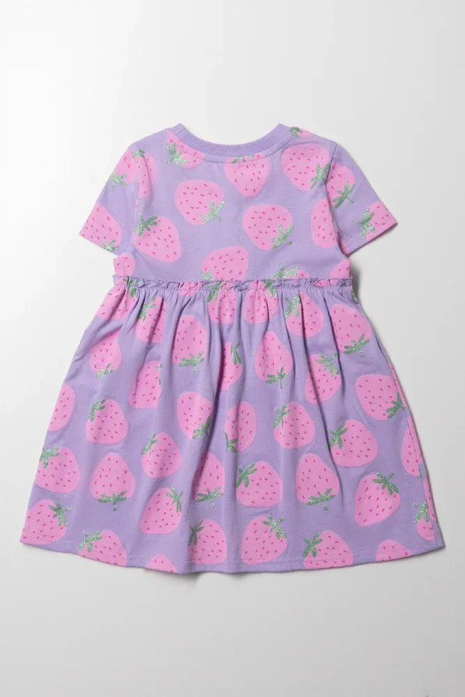 Strawberry Short Sleeve Dress Purple (2)