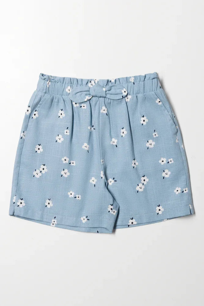 Floral Shorts Light Blue