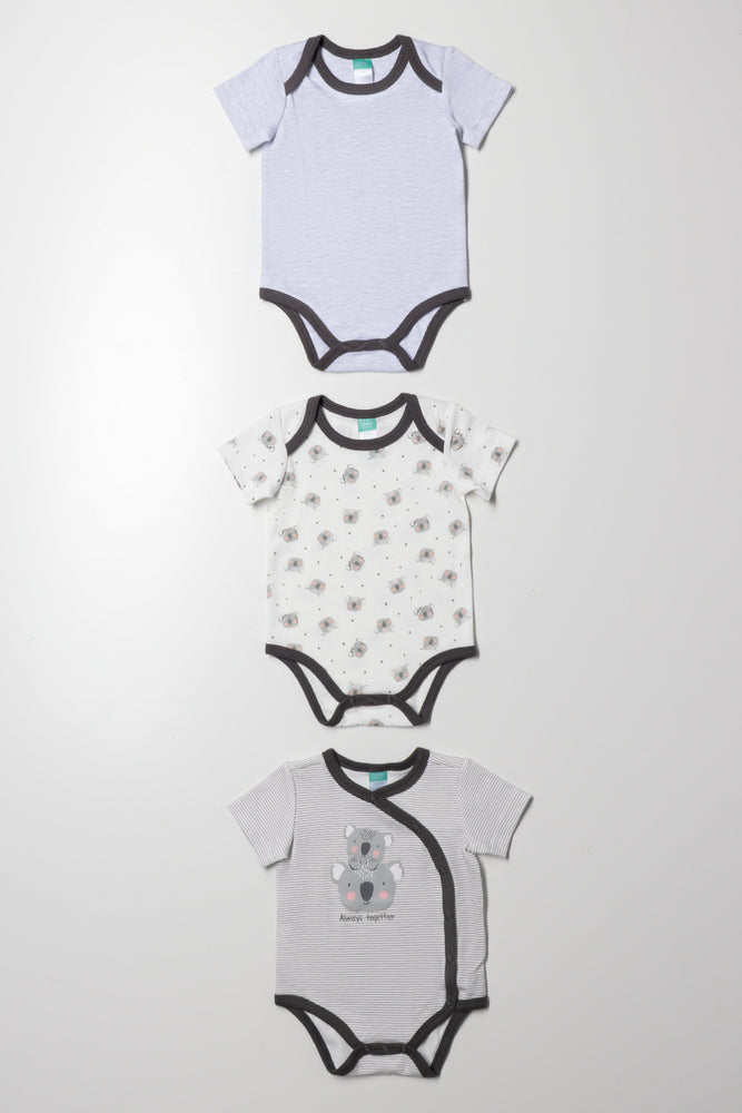 Pack Short Sleeve Bodyvests Blue, White And Grey Vests