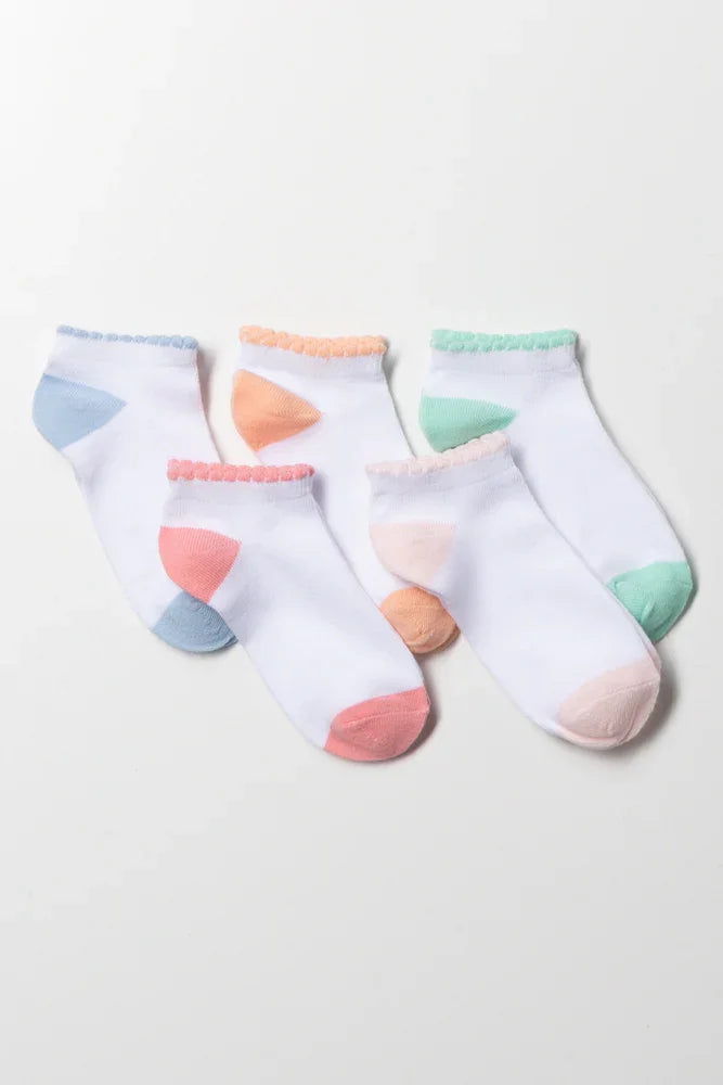 5 Pack Low Cut Socks White