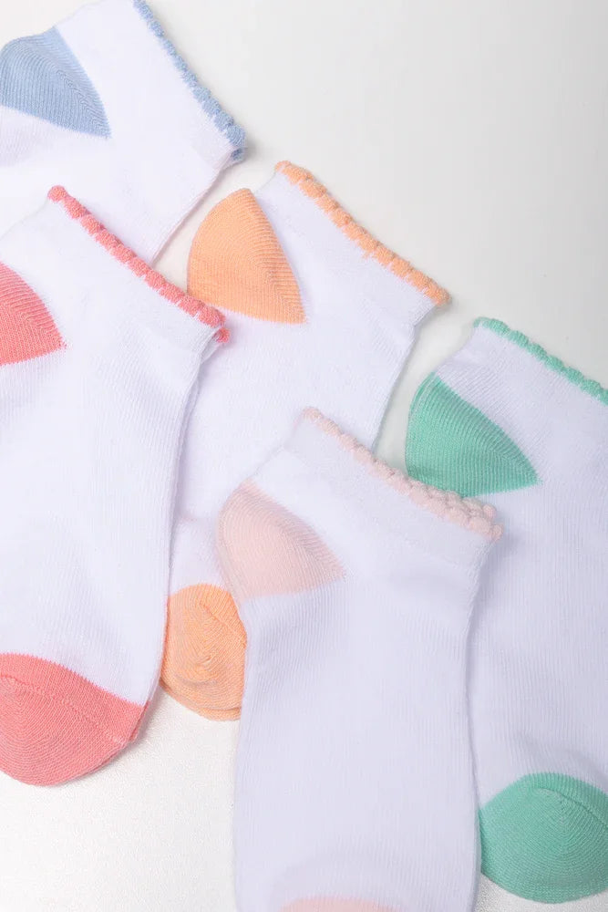 5 Pack Low Cut Socks White