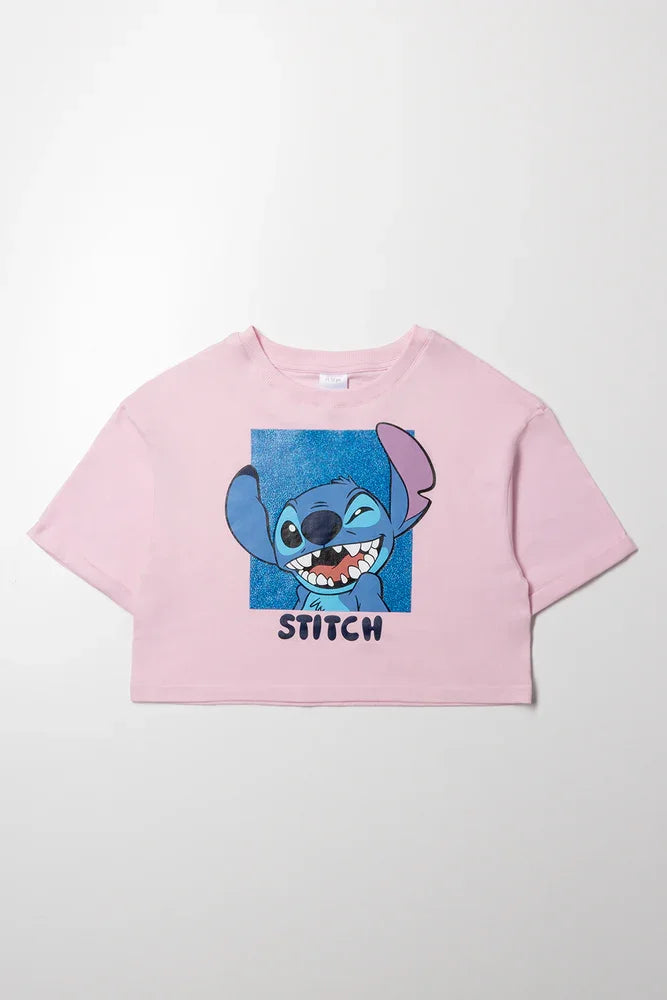 Stitch Boxy Crop Top Pink