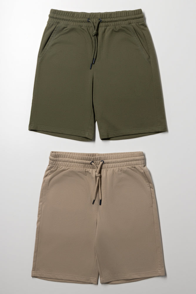 2 Pack Shorts Green And Natural