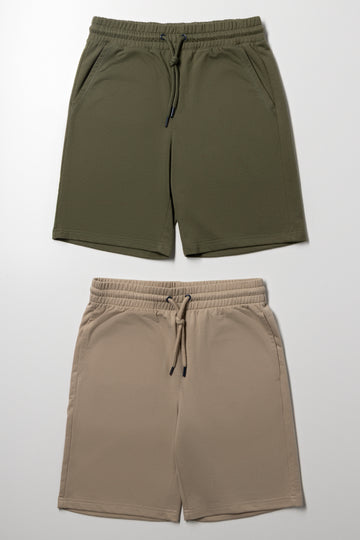 2 Pack Shorts Green And Natural