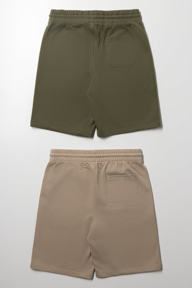 2 Pack Shorts Green And Natural (2)