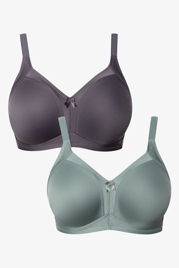 2 Pack Smooth Non Padded Wirefree Bra Grey And Green