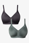 Plus Size 2 Pack Smooth Non Padded Wire Free Bra Grey And Green
