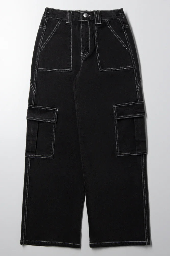 Cargo Denim Jeans Black Bottoms Jeans Ackermans – Bottoms