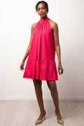 Halter Neck Tiered Dress Pink