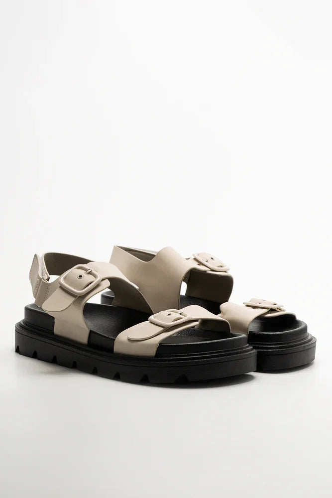 Double Buckle Sandals Natural
