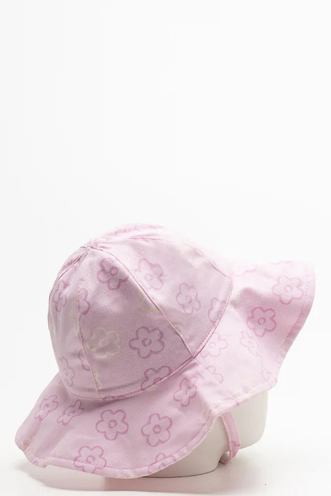 Wide Brim Floral Hat Pink