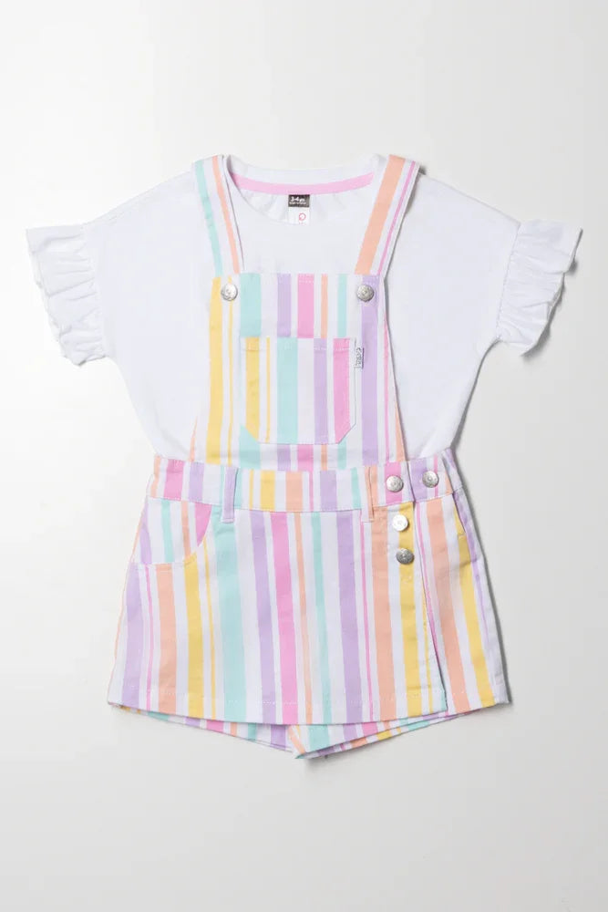 Stripe Skort Dungaree Multi