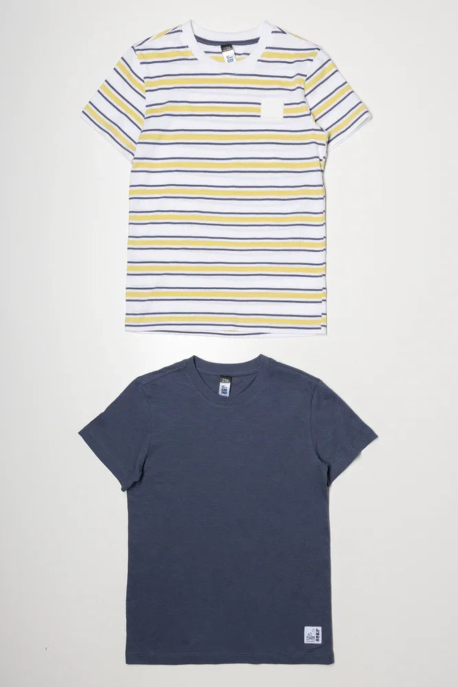 2 Pack T-Shirts White And Navy