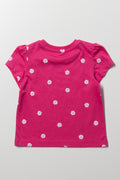 Flower Puff Sleeve T-Shirt Pink (2)