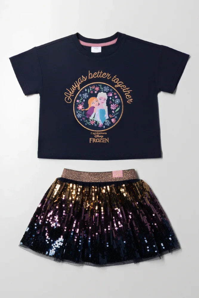 Frozen T-Shirt And Tutu Set Black