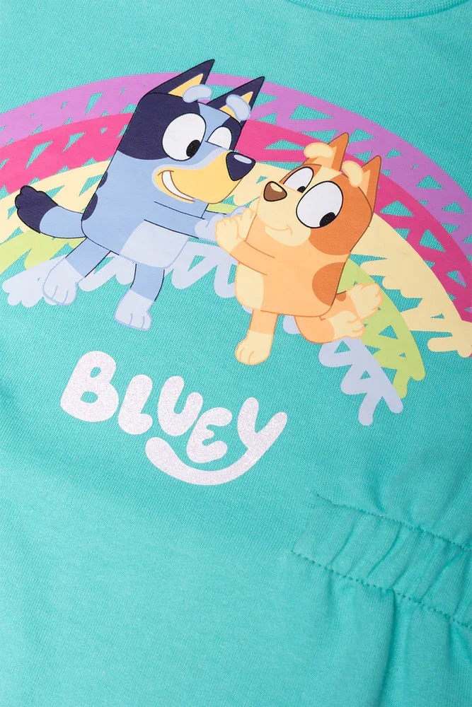 Bluey Turn Up Sleeve Dress Blue