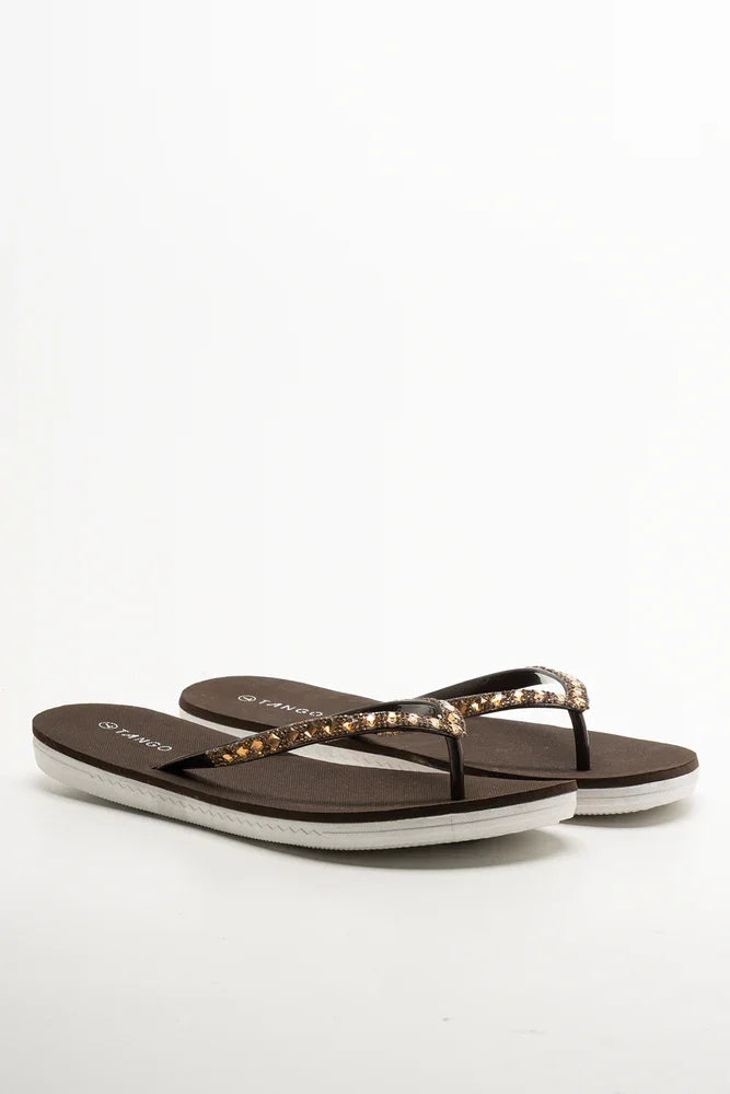 Diamante Flip Flop Brown