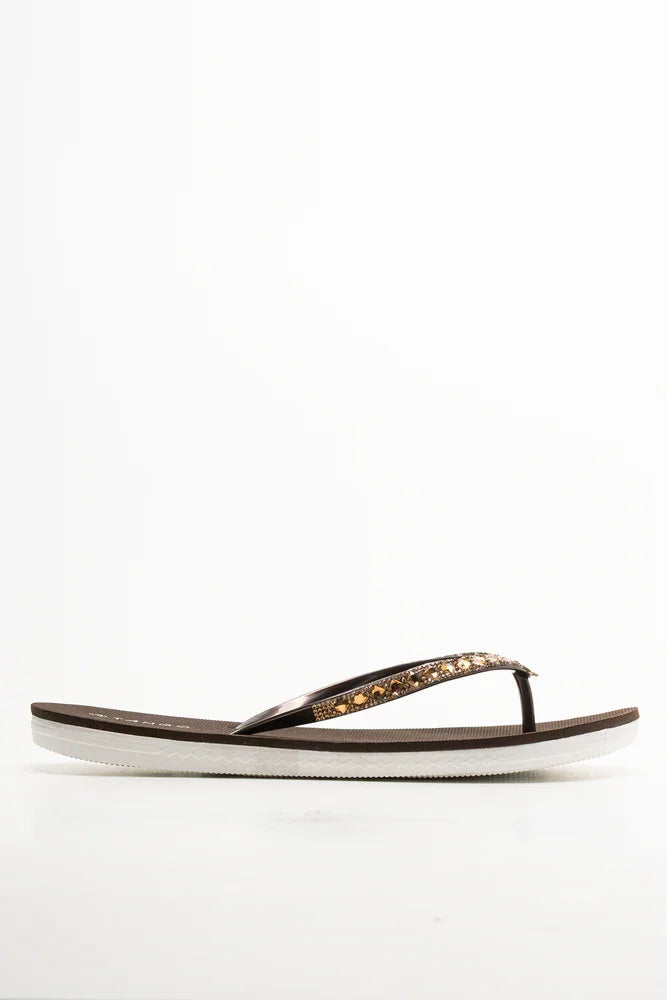 Diamante Flip Flop Brown